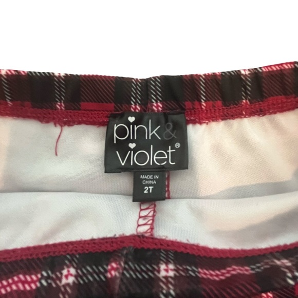 Pink & Violet Red Bear Sweater with Red and Blk Plaid Bellbottom Pants. Size: 2T - Picture 10 of 13